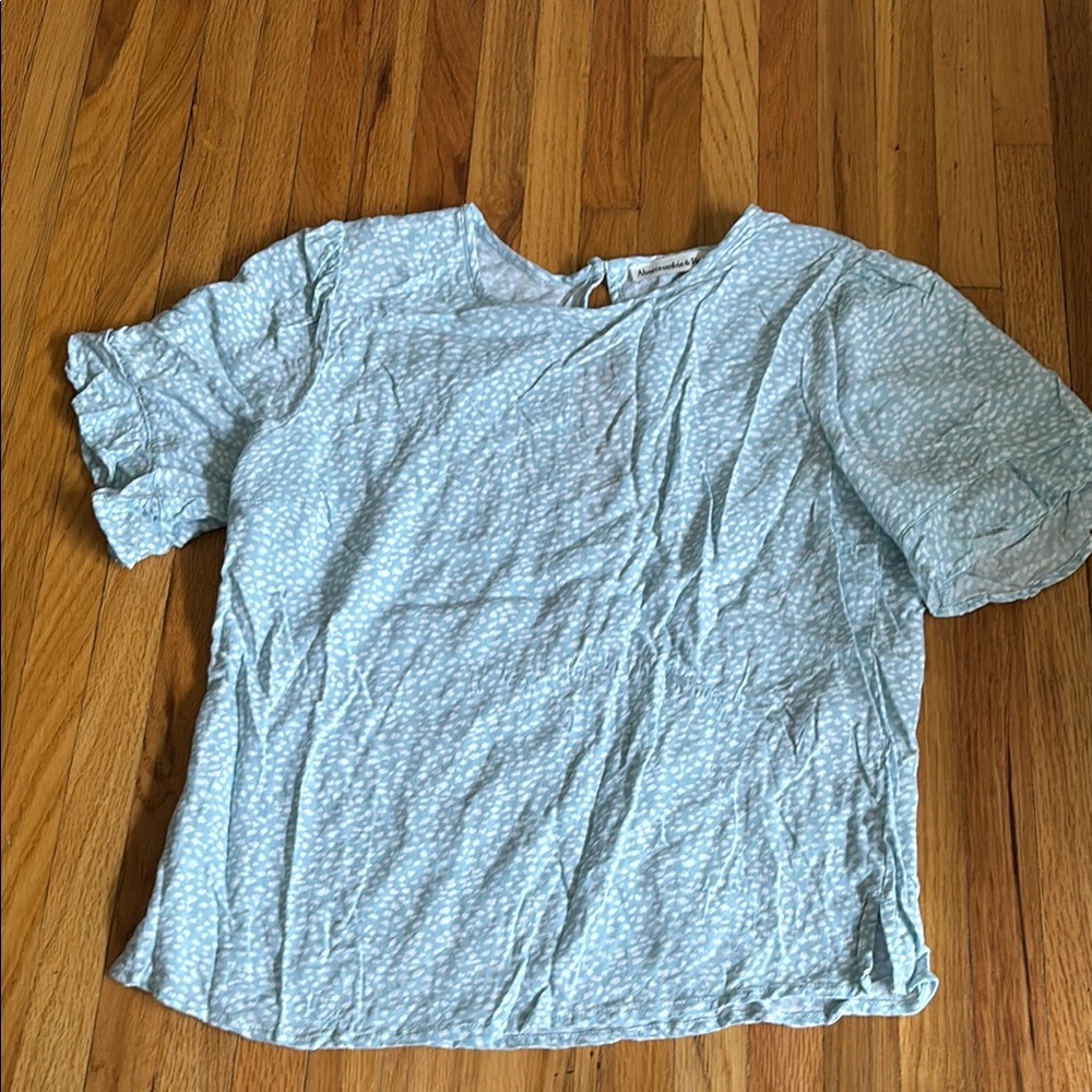 Abercrombie & Fitch Blue Boxy Short Sleeve Blouse